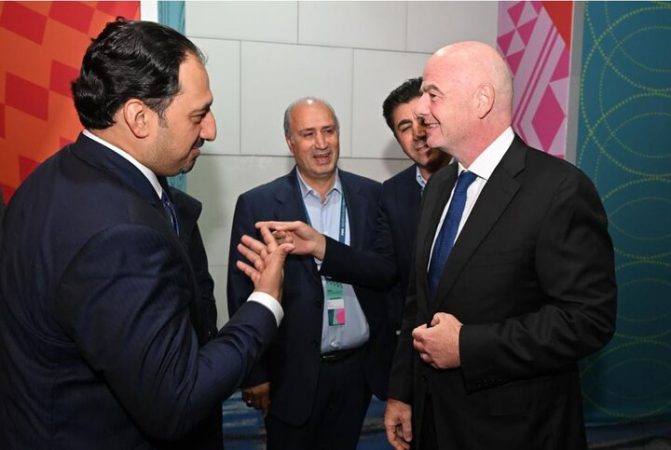 دیدار تاج با اینفانتینو و رئیس فدراسیون فوتبال عربستان دراسترالیا